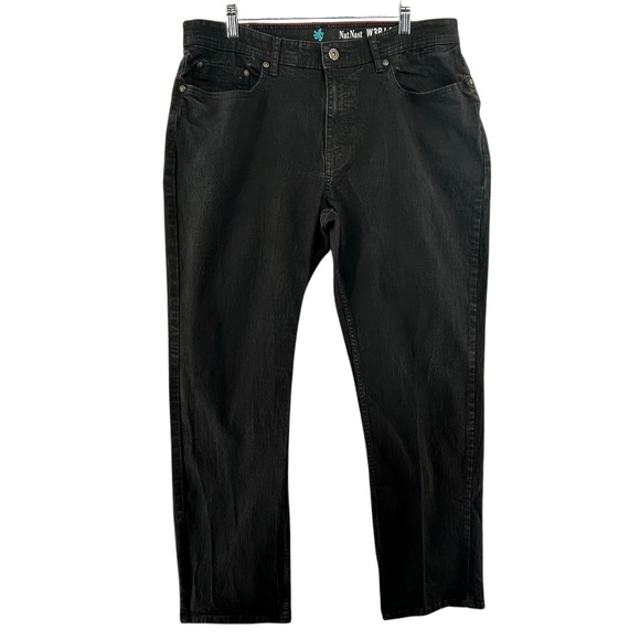 Nat Nast Luxery Origina Jeans Mens Size 38x32 Black Denim Stretch Straight Leg‎ - Picture 1 of 10
